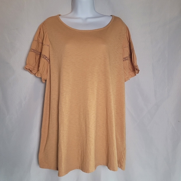 Lane Bryant NWT Pumpkin Spice Short Sleeve Lightweight Blouse Women's Size 14/16 - Picture 1 of 9